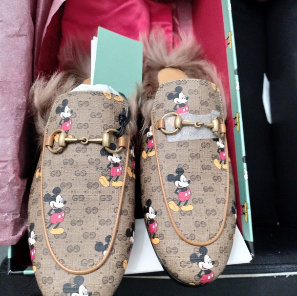 Guccix Disney Fur Princetown Mules - Picture 1 of 11